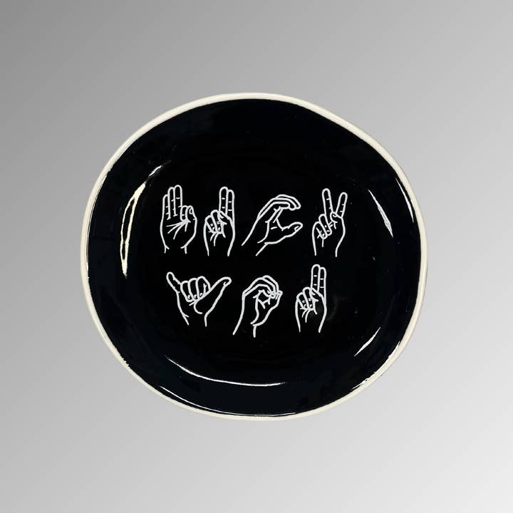 Properly Improper - Wholesale Jewelry Dish - ASL Fuck You - Round Trinket Tray