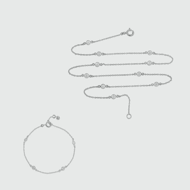 Sofia Sterling Silver & Cubic Zirconia 18" Necklace Set for wholesale by Auree Jewellery