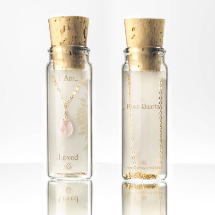 Intention Necklace Bottle - Love Rose Quartz for wholesale by Kindness Gems