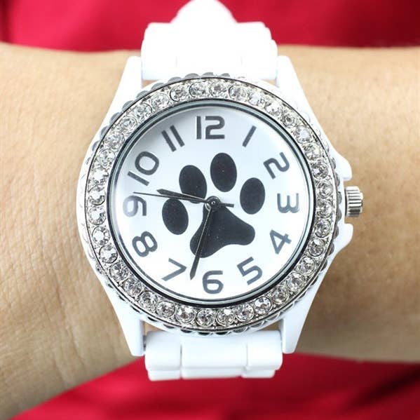 ShopTrendsNow - Vendita all'ingrosso Orologio da polso - Donna - Orologio in silicone con quadrante a forma di zampa con strass in zirconia cubica