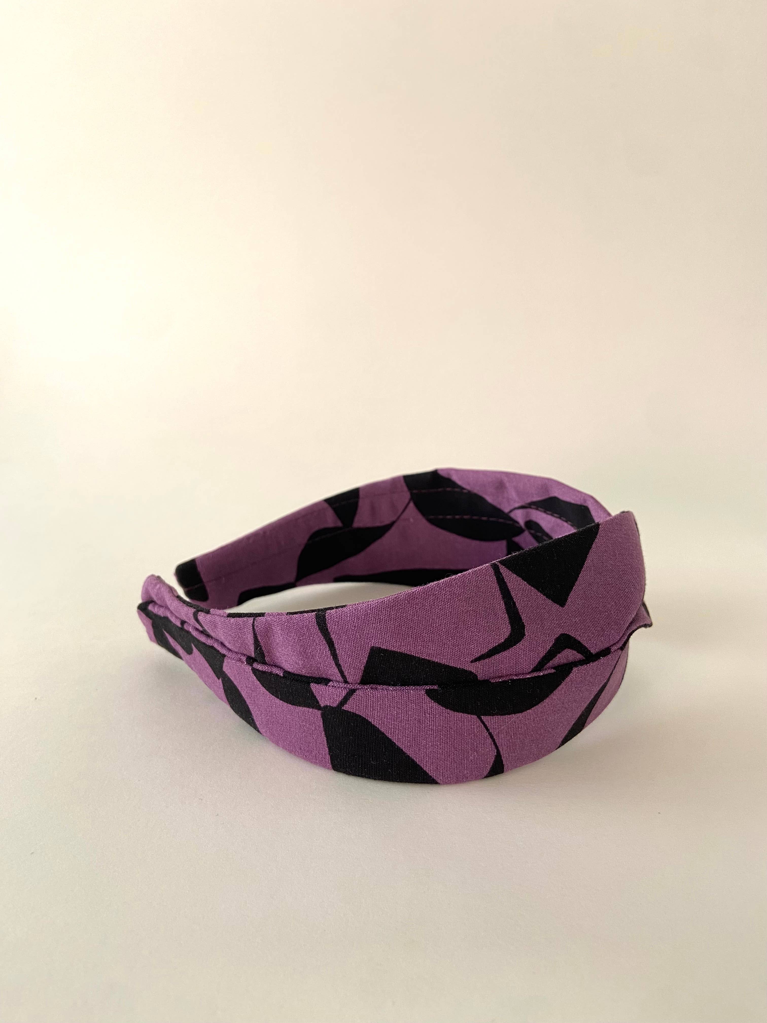 Nuevemi - Wholesale Fashion Headband - Women's - PURPLE AND BLACK POLKA DOT TURBAN HEADBAND TWIST1