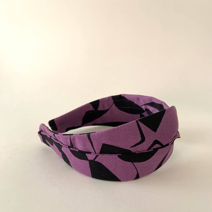 Nuevemi - Wholesale Fashion Headband - Women's - PURPLE AND BLACK POLKA DOT TURBAN HEADBAND TWIST1