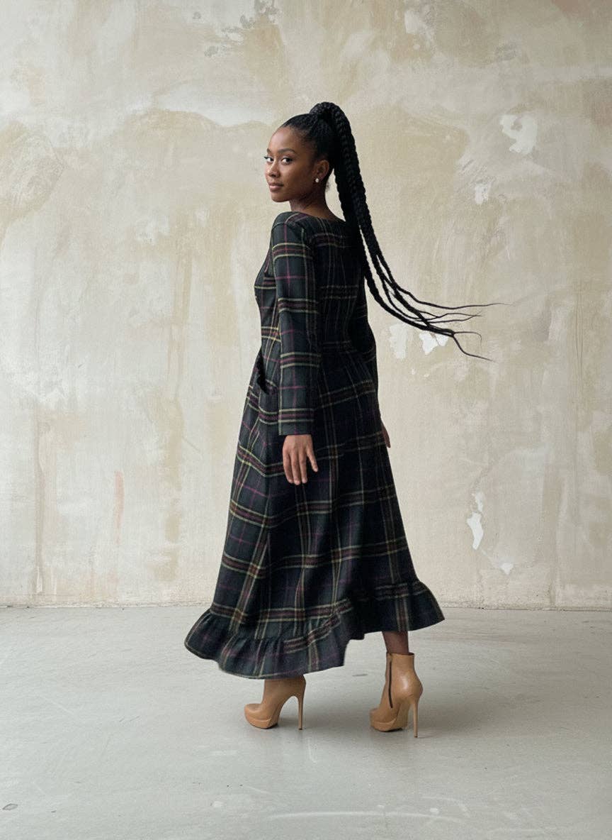 Groen Geruite Winterjurk Casablanca voor groothandel op Faire2