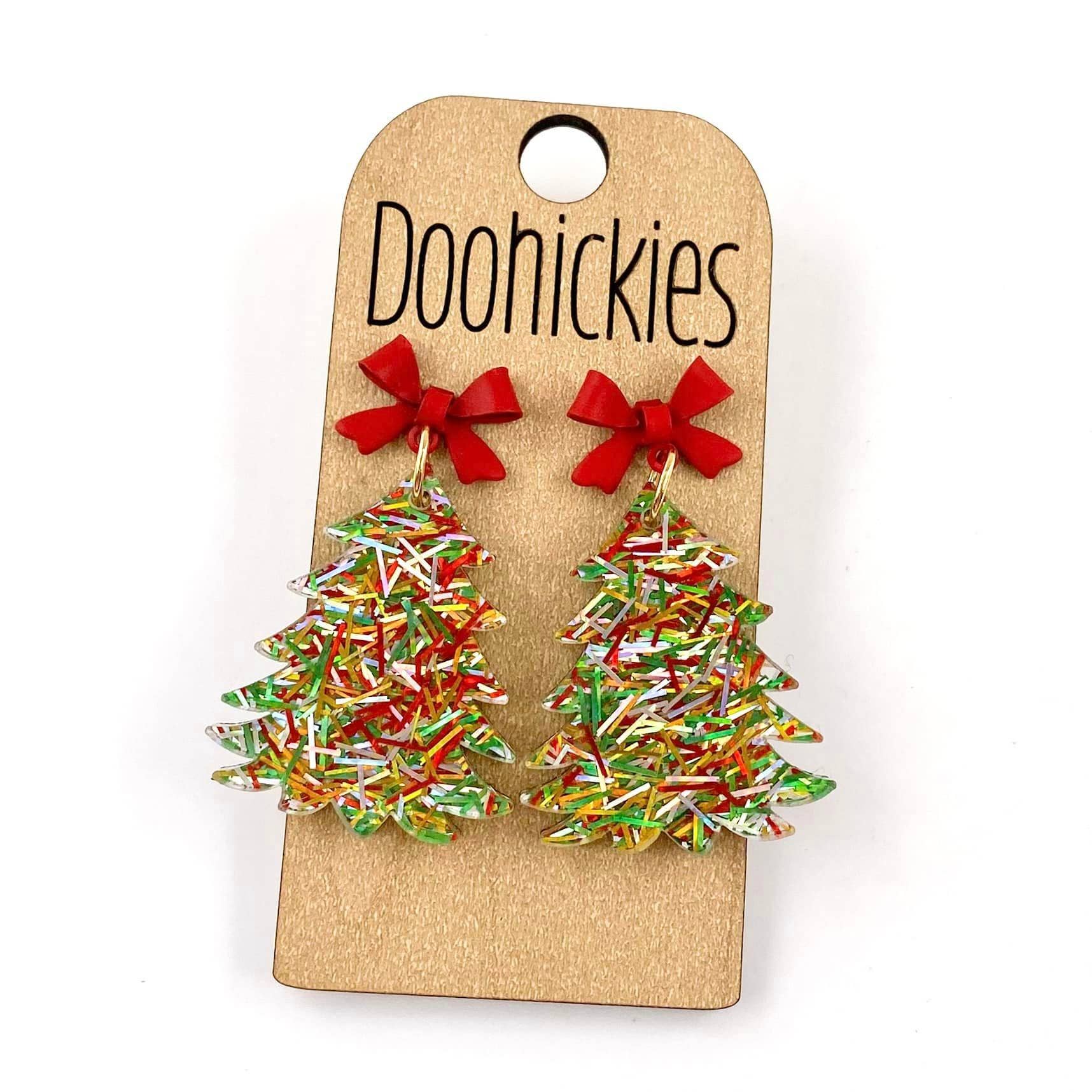 Doohickies - Wholesale Hangende/ronde oorbellen - Feestelijke Bomen - Kerstmis Acryl Oorbellen0