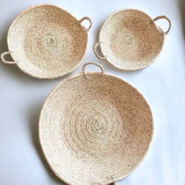 Cesto Natural para Mesa – Grande Cesto Marroquino Trançado para Pratos por atacado de HandHappiness