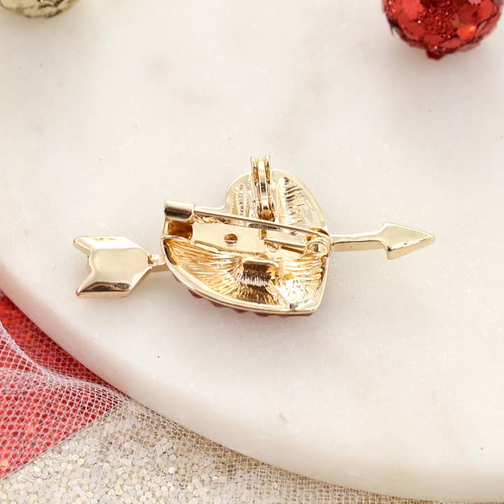 Seasons Jewelry - Wholesale Brooch - Crystal Heart w/Arrow Pin/Pendant1