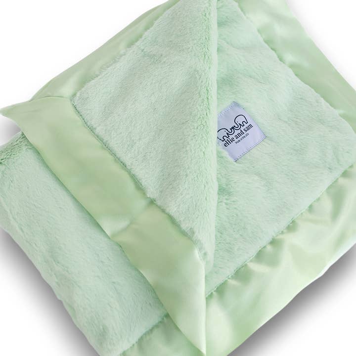 Luxury Satin Border Blanket - Mint Green for wholesale by ellie and sam
