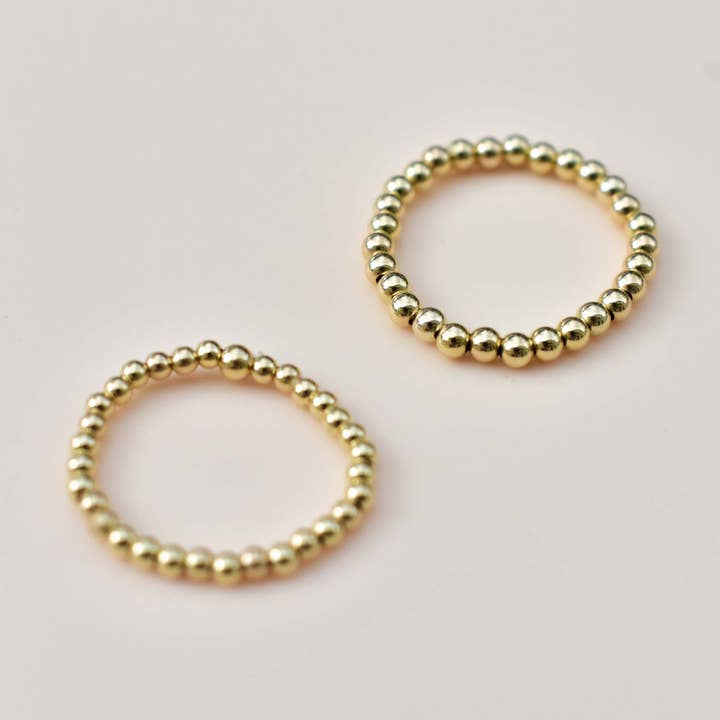 The Paper Dress – wholesale Band/stacked ring – GOLD BEAD STRETCHY RING0