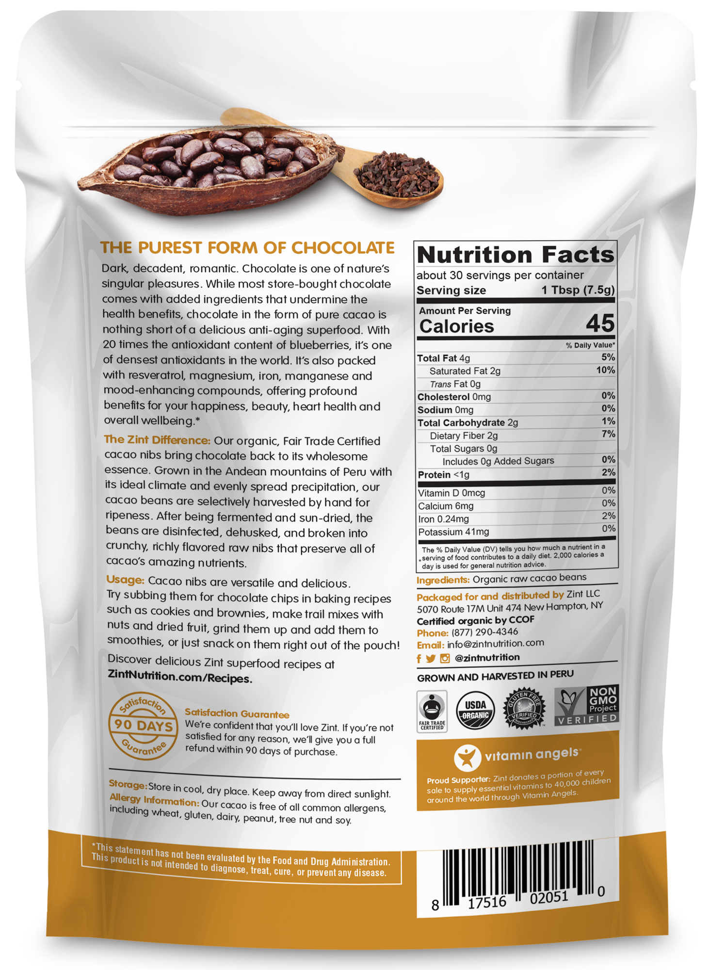 Zint Nutrition - Wholesale Chocolate - Organic Cacao Nibs (8 oz)1