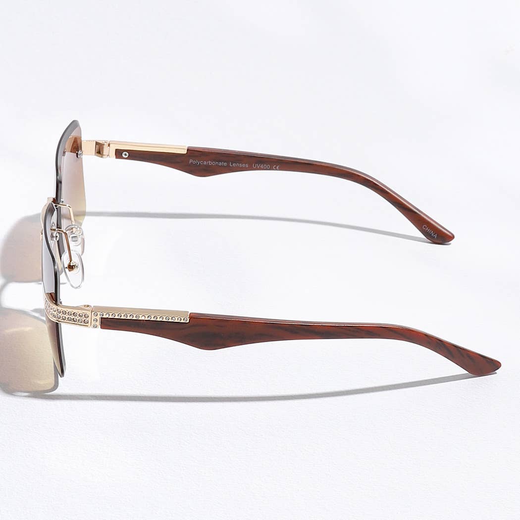 12 COULEURS ASSORTIES Lunettes de soleil décoratives en strass à verres carrés sans cadre en vente sur Faire11