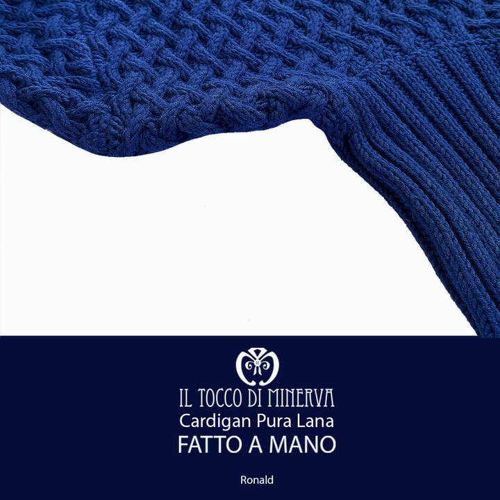 Jersey de Hombre azul Pura Lana Ronald - Hecho a Mano para venta al por mayor de Il Tocco di Minerva