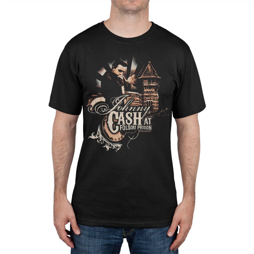 Official Store - Wholesale Screen Printed T-Shirt - Men's - Johnny Cash - Johnny At Folsom Prison Men's T Shirt0