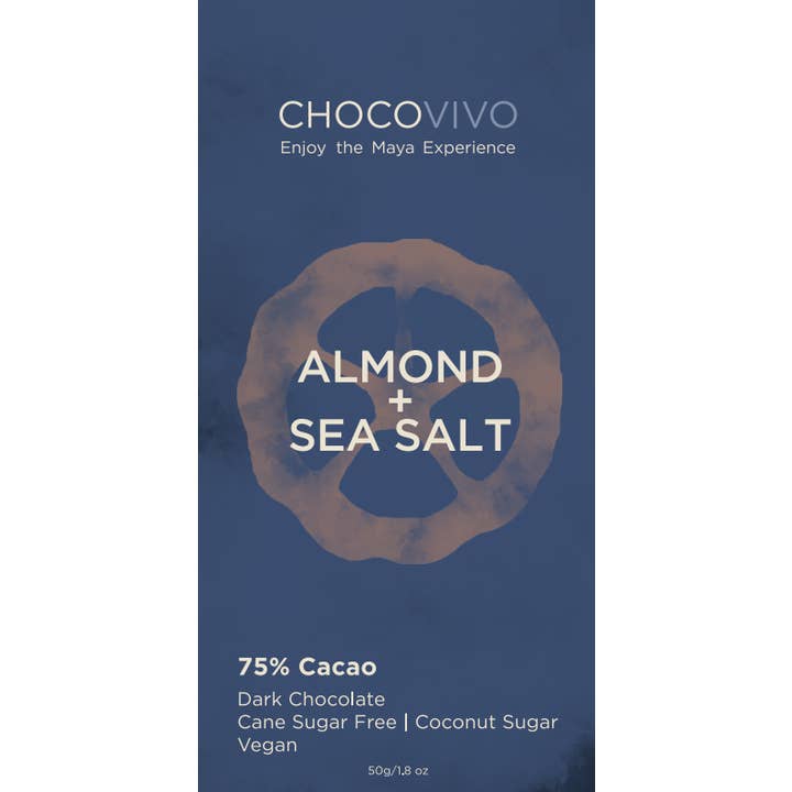 ChocoVivo - Wholesale Chocolate Bar - 75% Cacao Almond & Sea Salt Dark Chocolate Bar1
