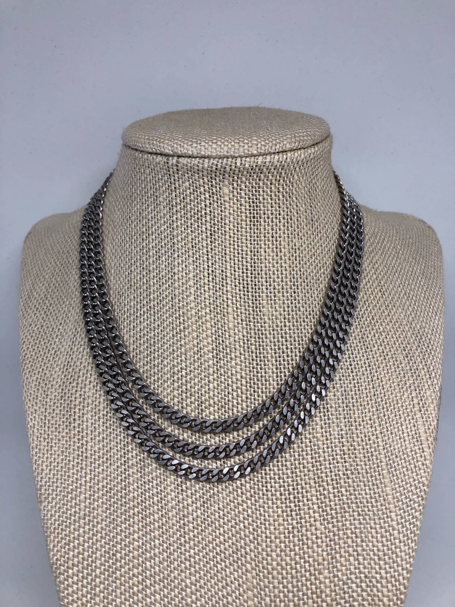 BMR - Wholesale Link & Chain Necklace - 3 Strand Curb Chain Necklace With Magnetic Clasp4