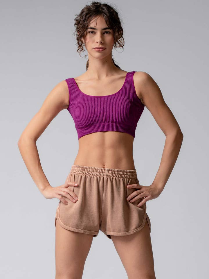 Urban Daizy - Vente Débardeur – femme - Brassière sans coutures côtelée débardeur court13