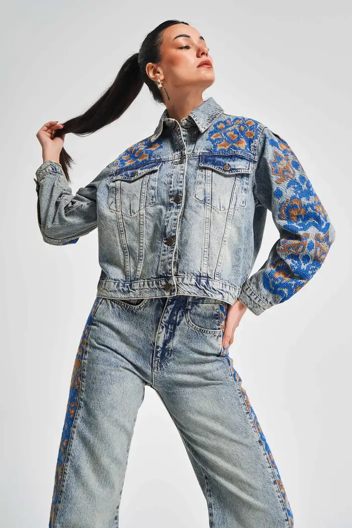 DesignofBoho - Wholesale Denim Jacket - Women's - Women's Embroidered 100% Cotton Denim Jacket with Embroidery4