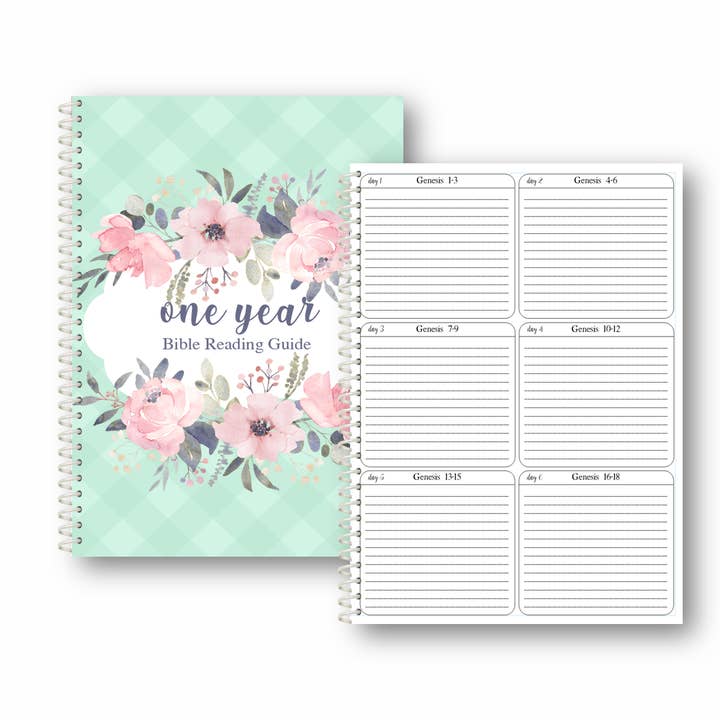 One Year Bible Reading Guide- Teal Floral for wholesale by Lamp Light Journals