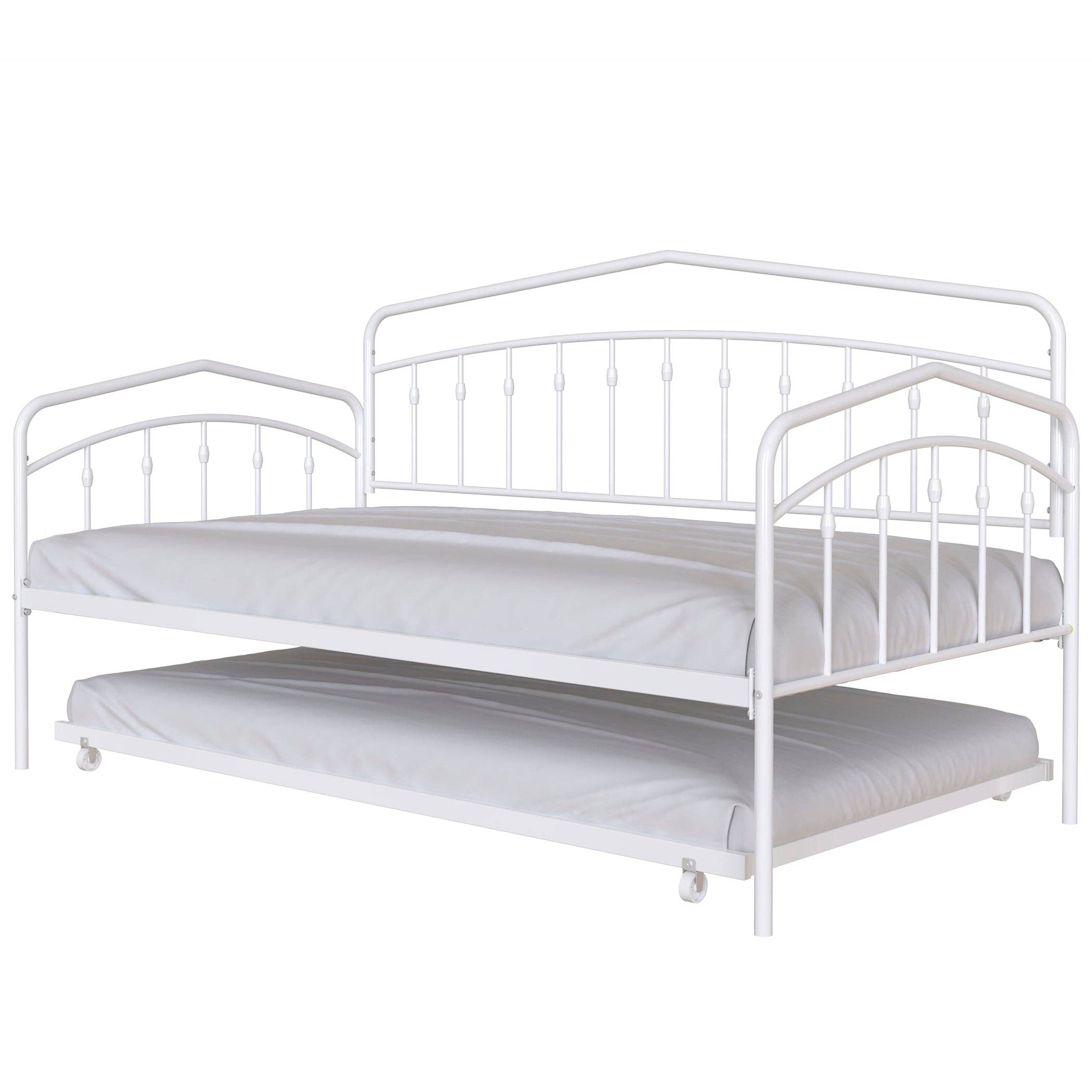 Orange County Decor - Wholesale Bed - Kids & Baby - Fox Twin Daybed With Twin Trundle, White Box Spring Not Required Twin White Metal Bedroom Daybeds Metal15