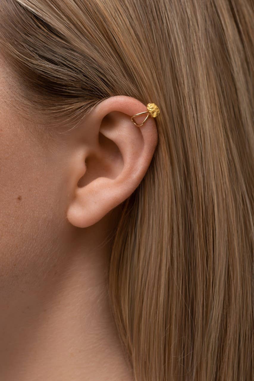 Makal – wholesale Cuff/wrap earrings – Crossed Ear Cuff with Gold Nugget2