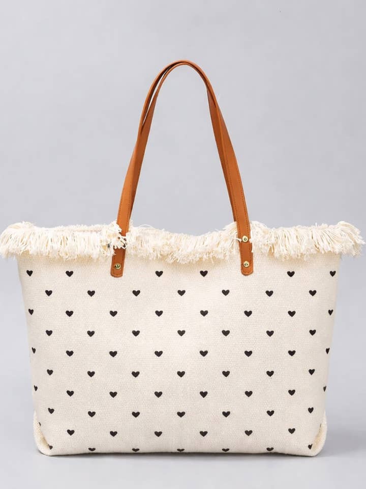 Mala de ombro All Over Heart creme por atacado de PRIV Collections