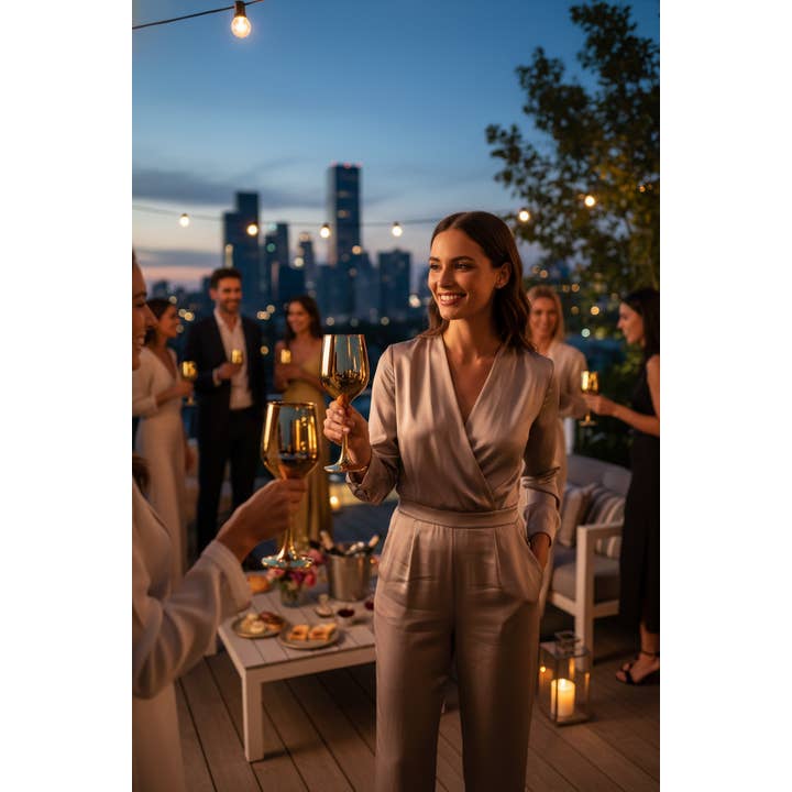 Kadra Kitchenware - Wholesale Wine Glass - Vikko Decor - Gold, Wine Glass, 14 Oz2