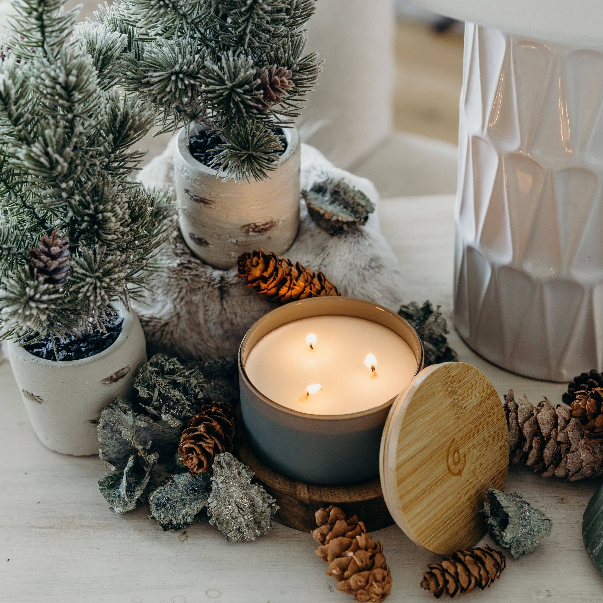 Calyan Wax Co. – wholesale Burkljus – Evergreen + Eucalyptus - Resilience Series 3 Wick Sojaljus3