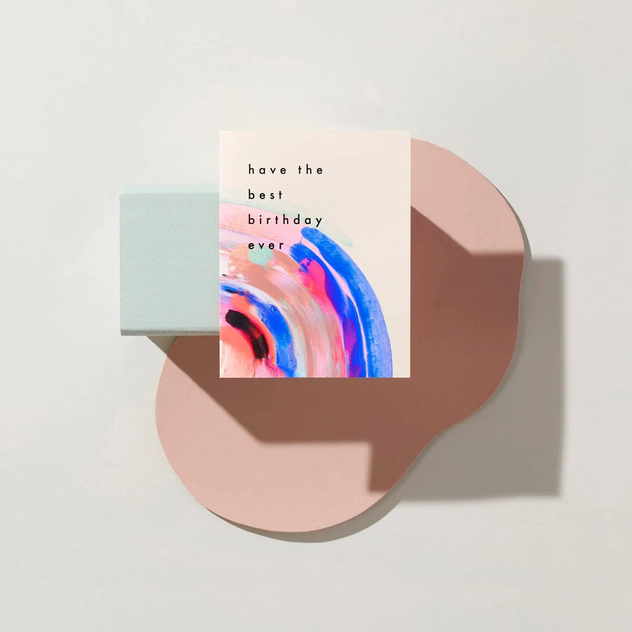 Moglea - Vente Cartes d'anniversaire - Carte pliée d’anniversaire Candy avec motif abstrait et dorure noire1