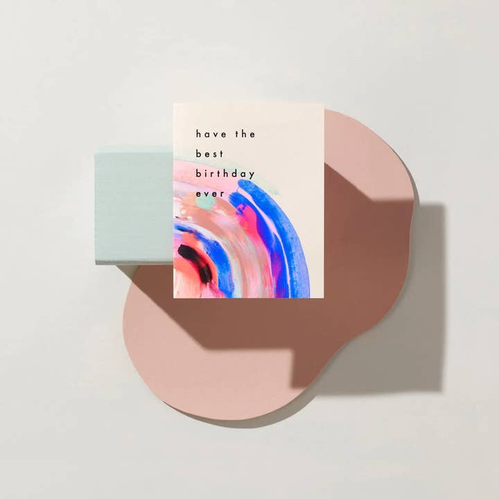 Moglea - Vente Cartes d'anniversaire - Carte pliée d’anniversaire Candy avec motif abstrait et dorure noire1