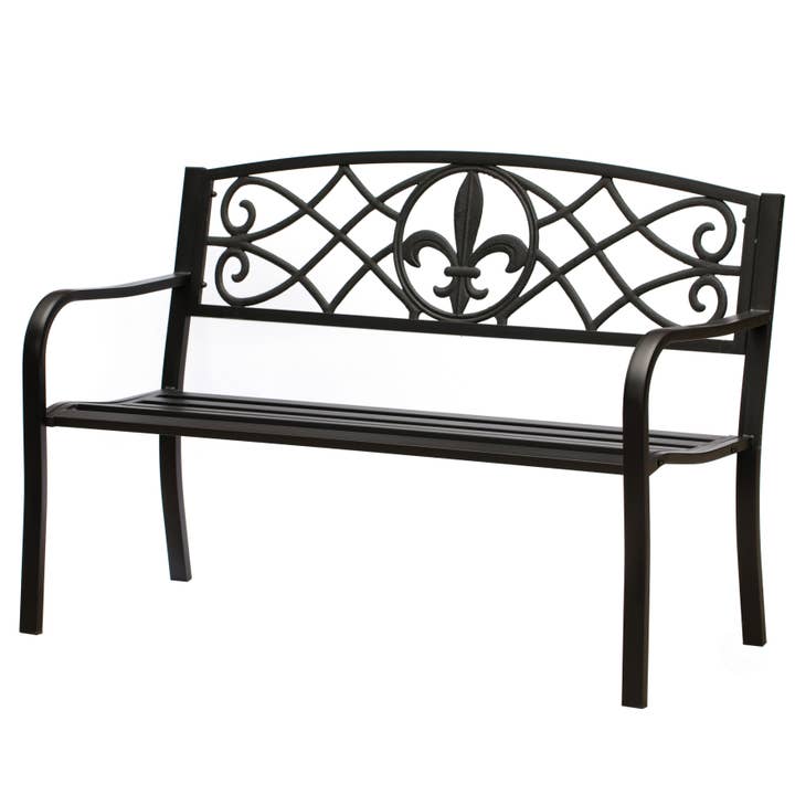 Outdoor Black Garden Patio Steel Park Bench Lawn Decor for wholesale by Quickway Imports