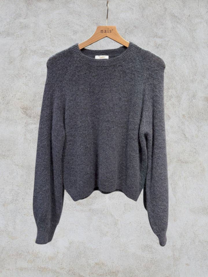 NAÏS PARIS - Wholesale Knit Sweater - Women's - Round neck sweater with buttoned sleeves in kid mohair and merino wool9