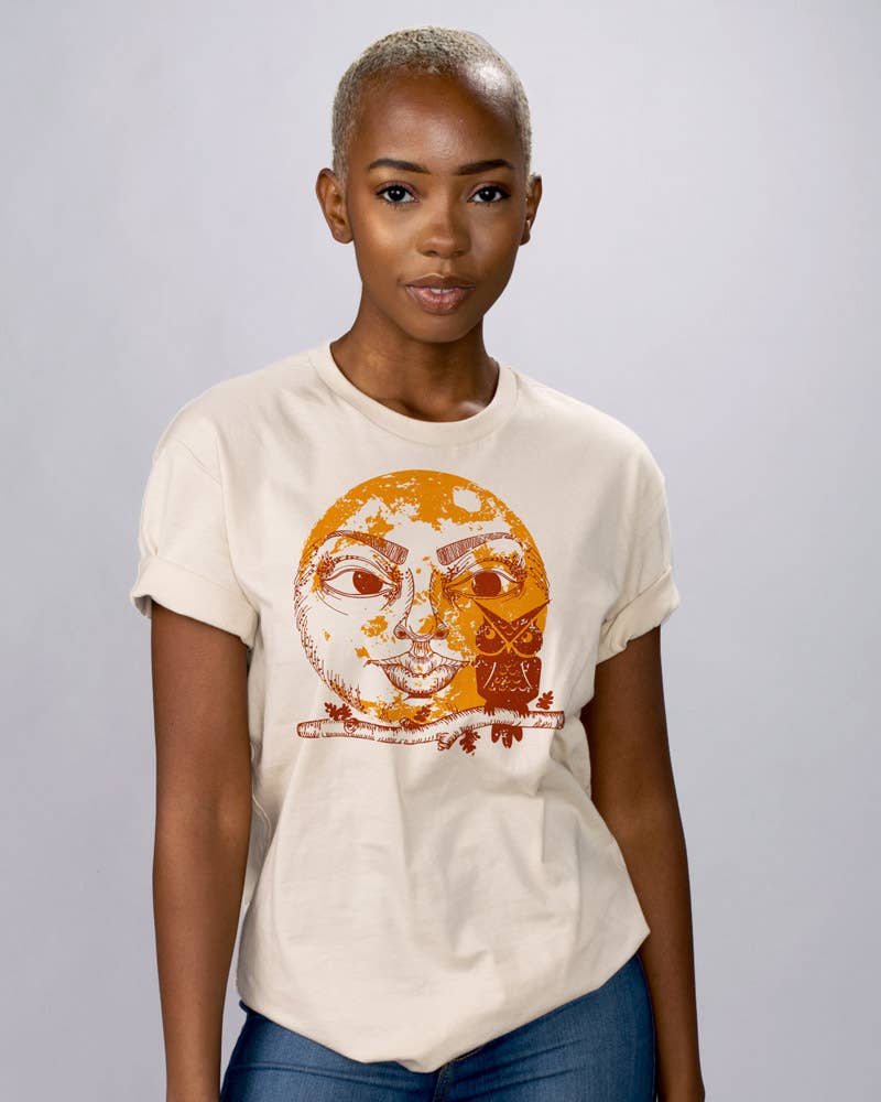 Natürlich Vintage Mond und Eule Shirt für den Großhandel auf Faire0