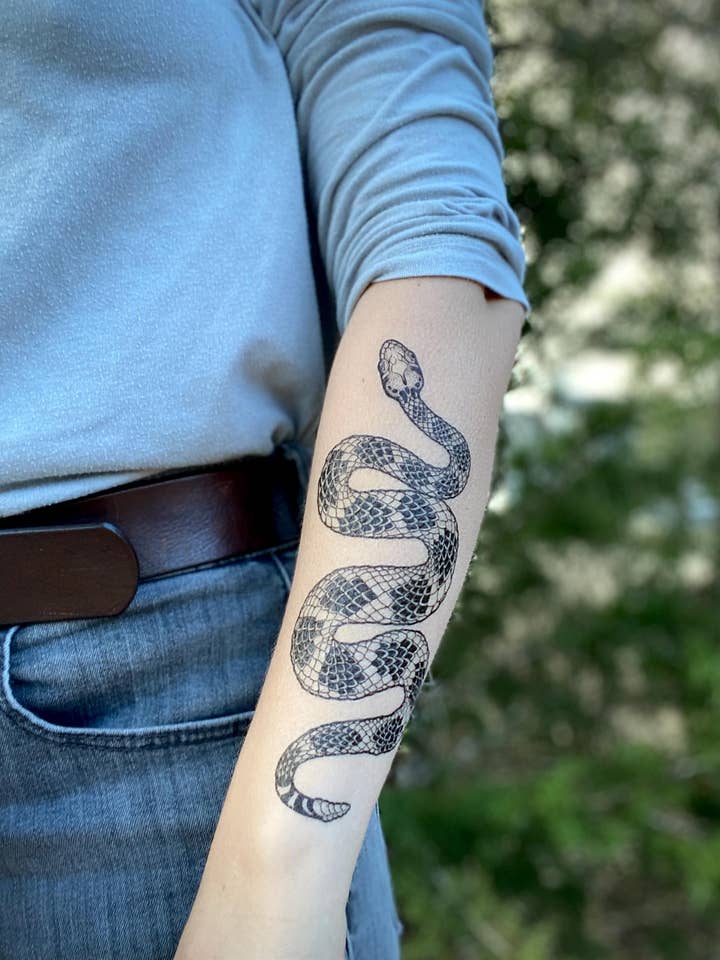 Rattlesnake Temporary Tattoo for wholesale by NatureTats