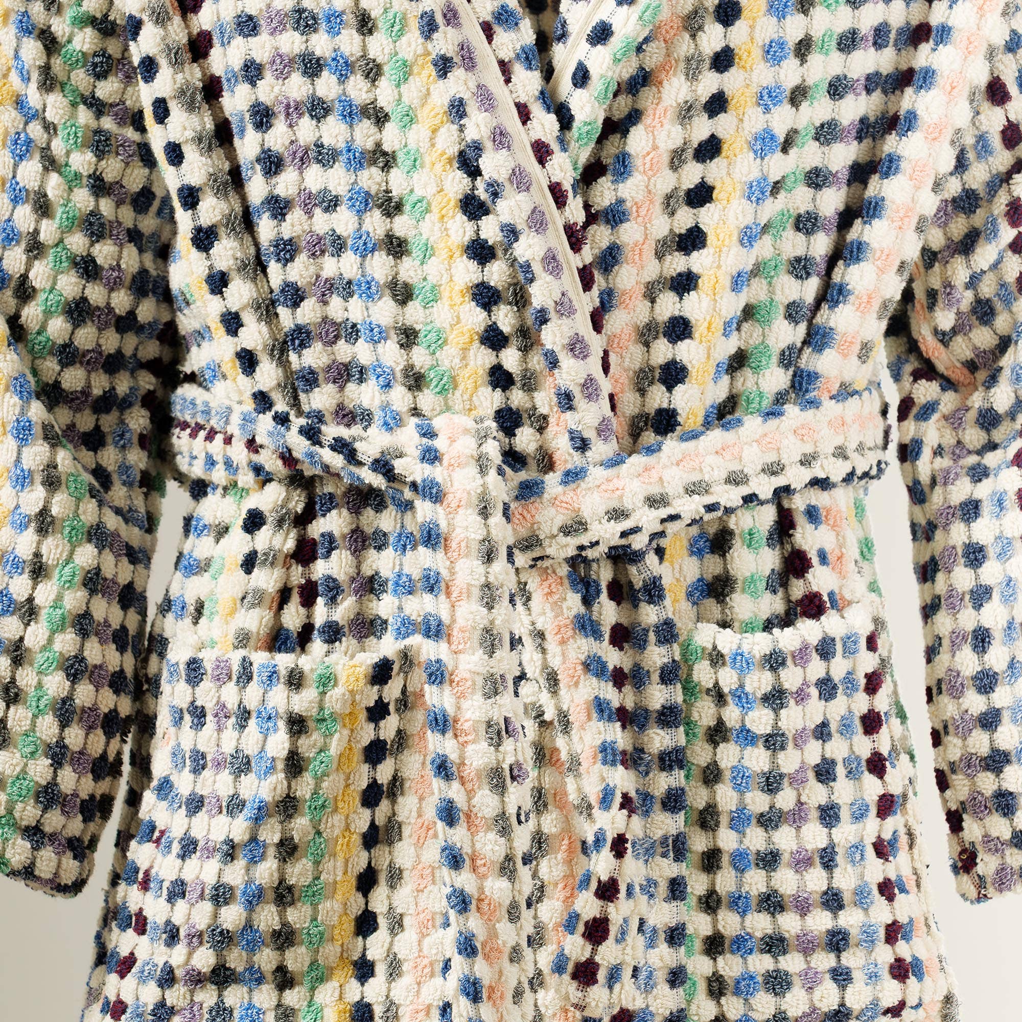 YURTLUS - Venta al por mayor Bata - Unisex - Bata de burbujas tejida a mano, albornoz con pompones en telar manual 100% algodón 65