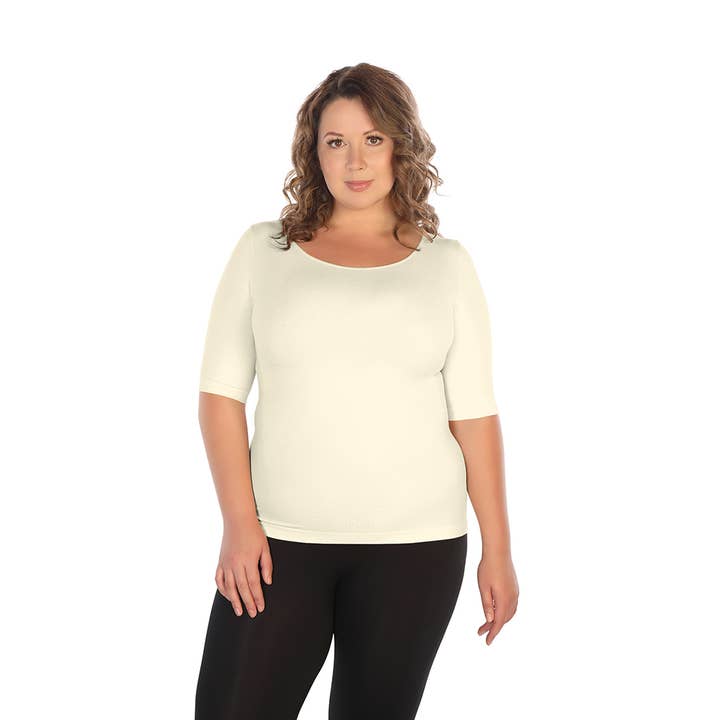 Skinnytees - Wholesale Knit Top - Women's - Plus Half Sleeve Crew Neck Tee5