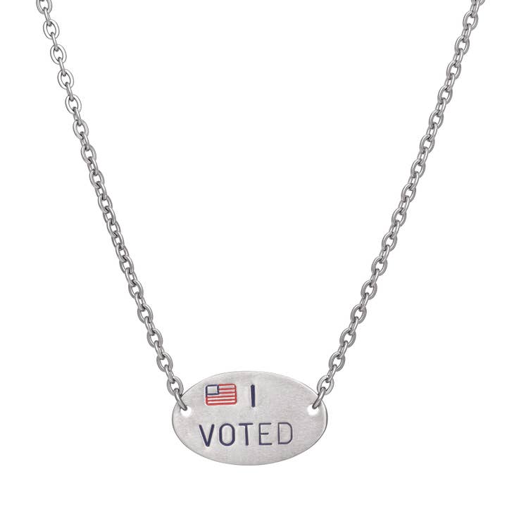 I VOTED klistermærke Rustfrit stål halskæde for engroshandel hos Social Justice Jewelry