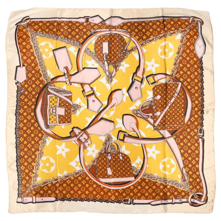 SP Sophia Collection - Wholesale Scarf - Women's - Floral Monogram Pattern Square Scarf with Fashion-Inspired