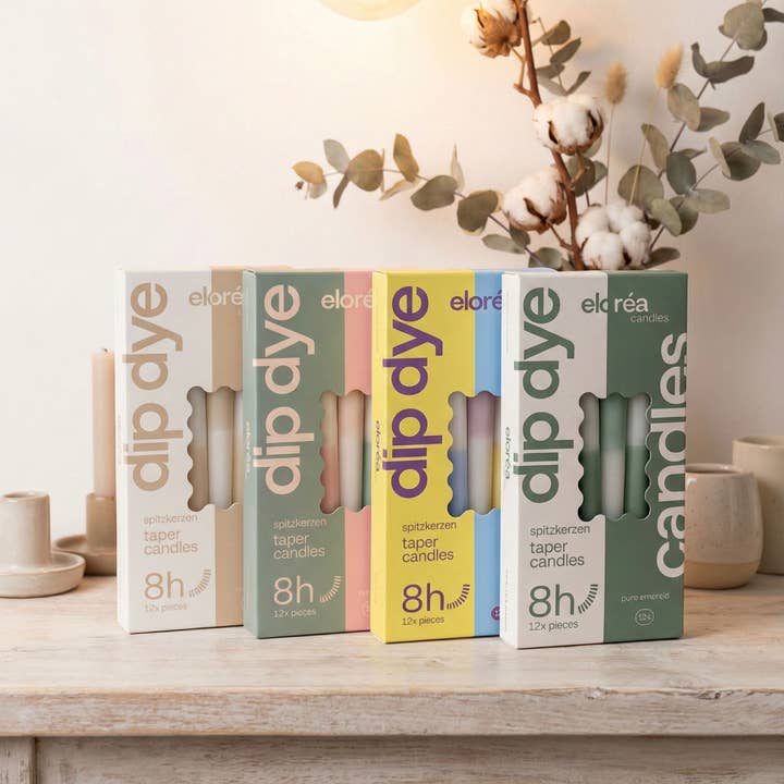 Eloréa Dip Dye Spitzkerzen - verschiedene Farben für den Großhandel von Eloréa