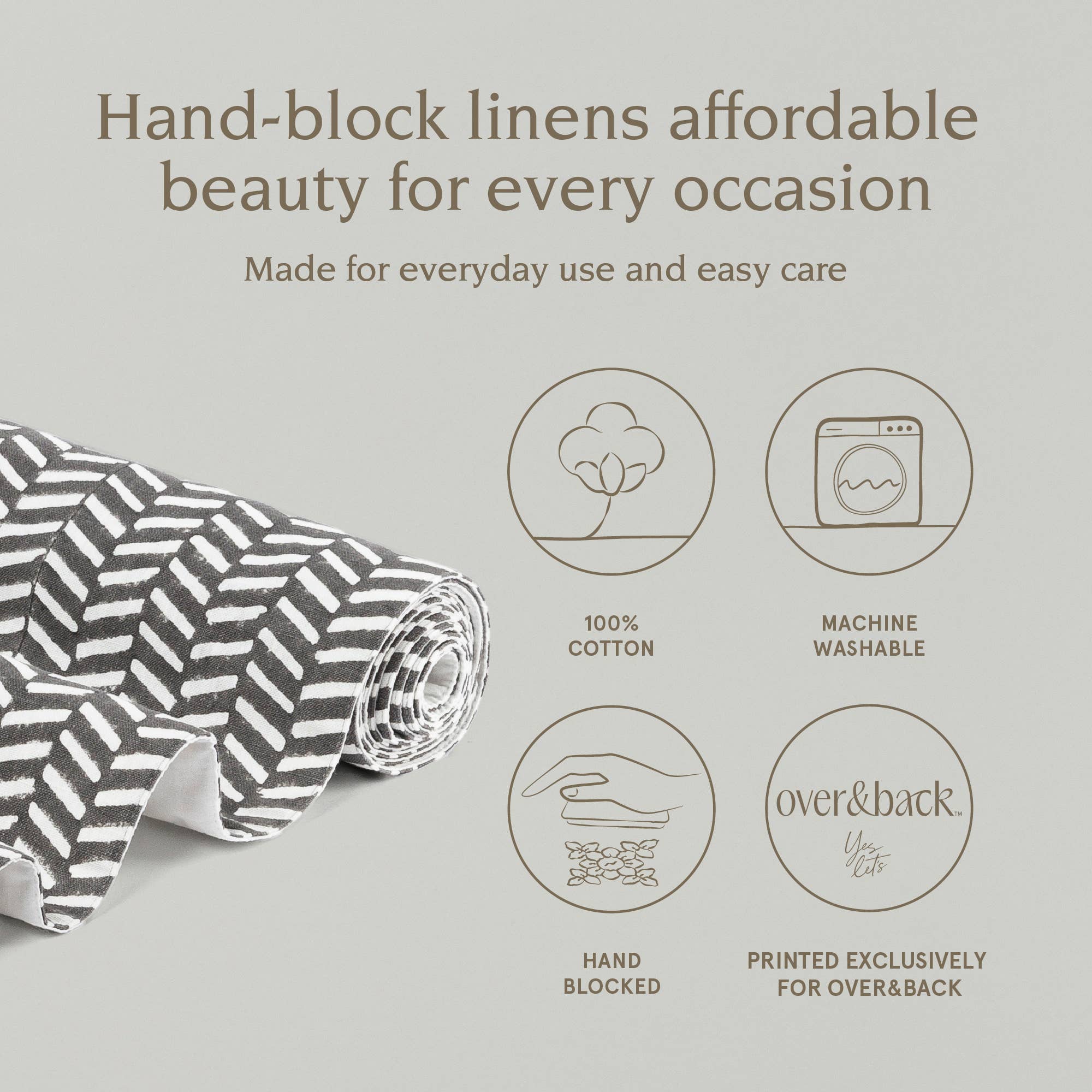 over&back - Wholesale Table Runner -  Hand-Blocked Table Runner Floral Patterns 18x10855