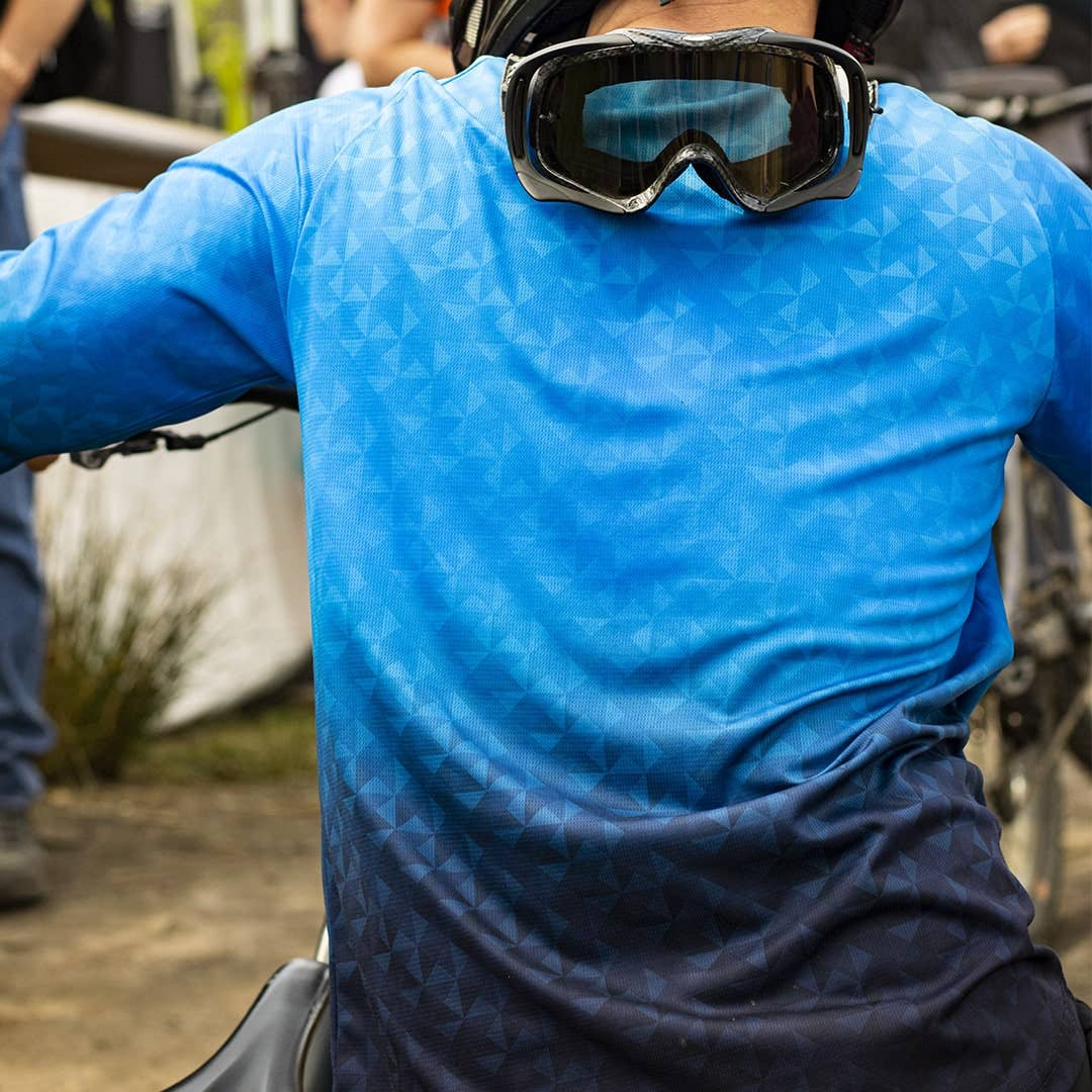 Odyssey Activewear - Wholesale Jersey - Men's - Triangulation Cobalt Long Sleeve MTB Jersey1