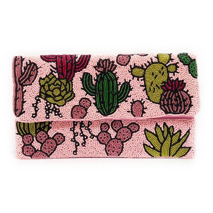 Rosa Wüstenkaktus Perlen Clutch Tasche für den Großhandel von Twine and Love