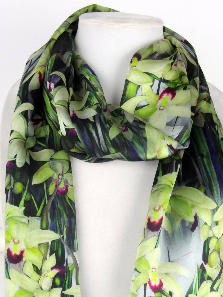 Orkidé Silketørklæde - Forår Orkidé Tørklæde - Elegant Brudegave for engroshandel hos Silk Squirrel
