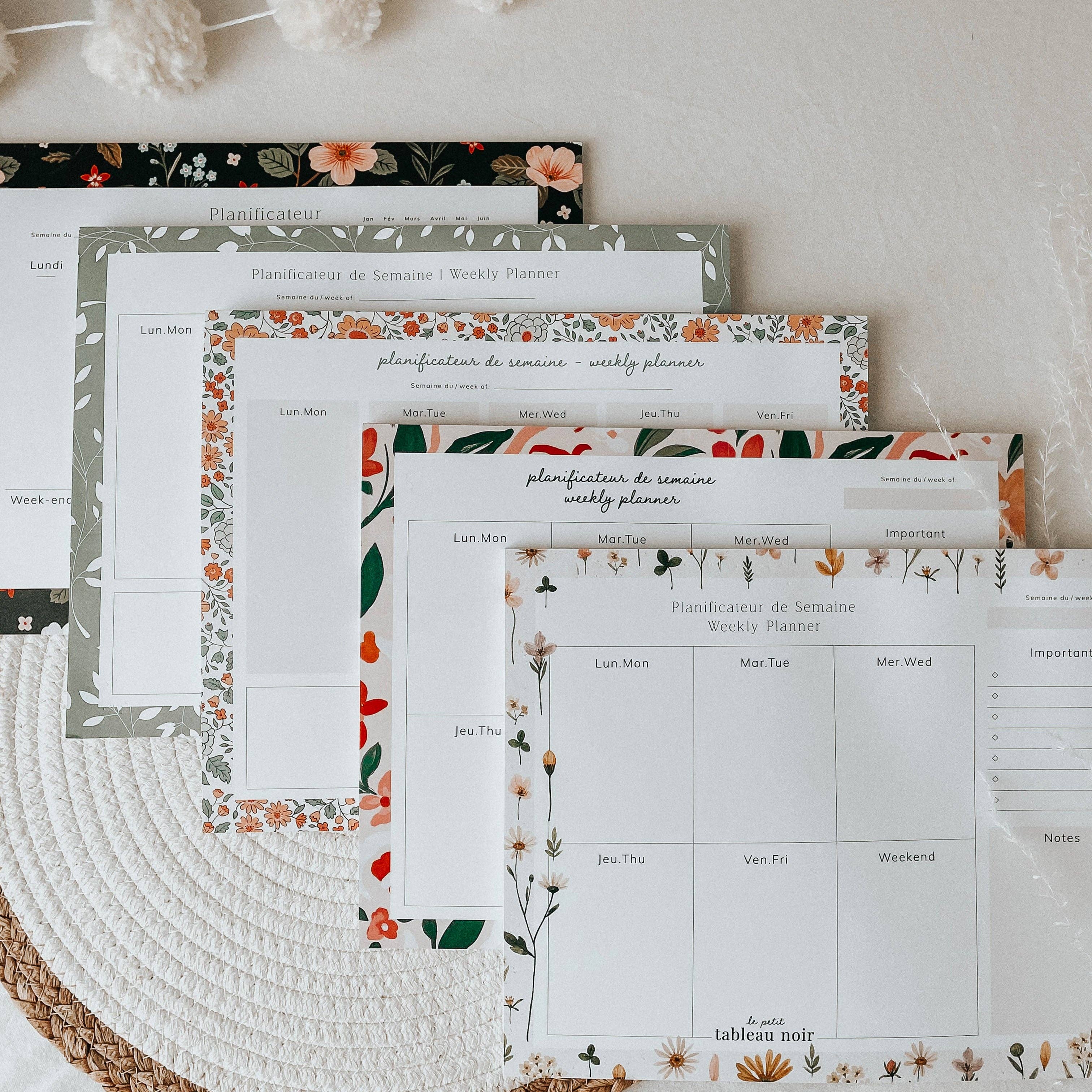 Le Petit Tableau Noir – wholesale Planner – Weekly Planner - Floral2