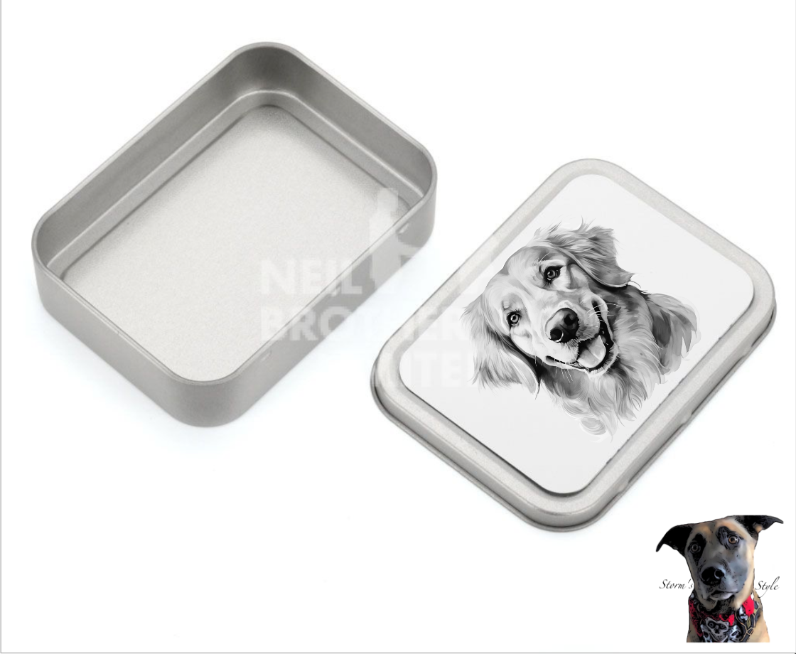 Storms Style - Vente Bocal à friandises – chien - Boîte à friandises en métal pour petit chien noir et gris - de nombreuses races25