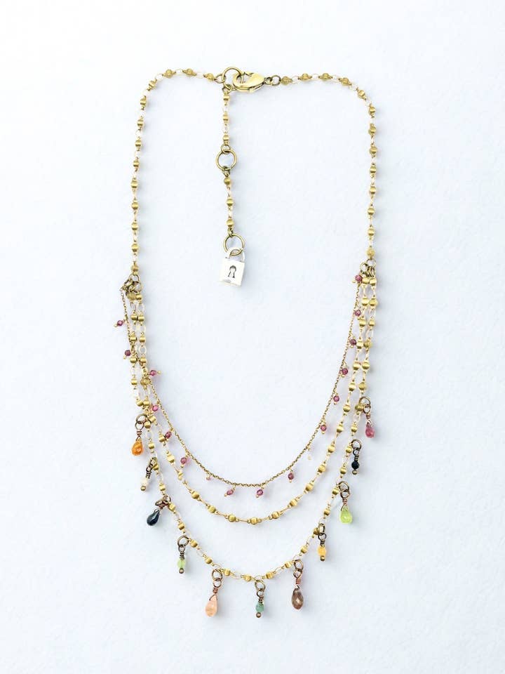 Triple Strand Tourmaline Necklace N544 for wholesale by Lock and Key