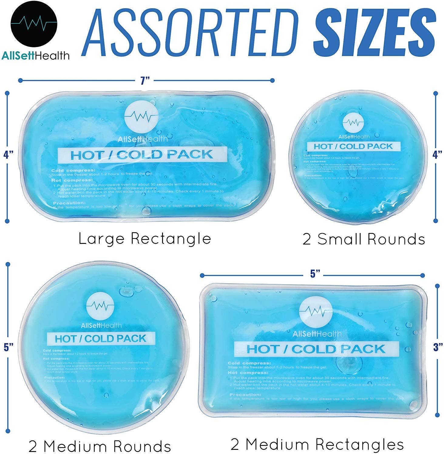 AllSett Health - Wholesale Hot/Cold Compress - Reusable Hot and Cold Gel Ice Pack for Injury Pain Relief, Hot Cold Compress - 7 Pack2