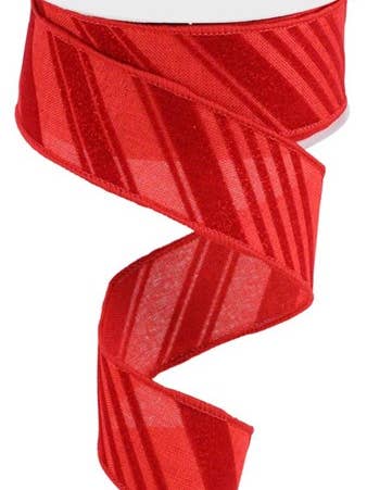 1.5"X10yd Glitter Velvet Diag Stripes Ribbon for wholesale by Amber Marie & Company