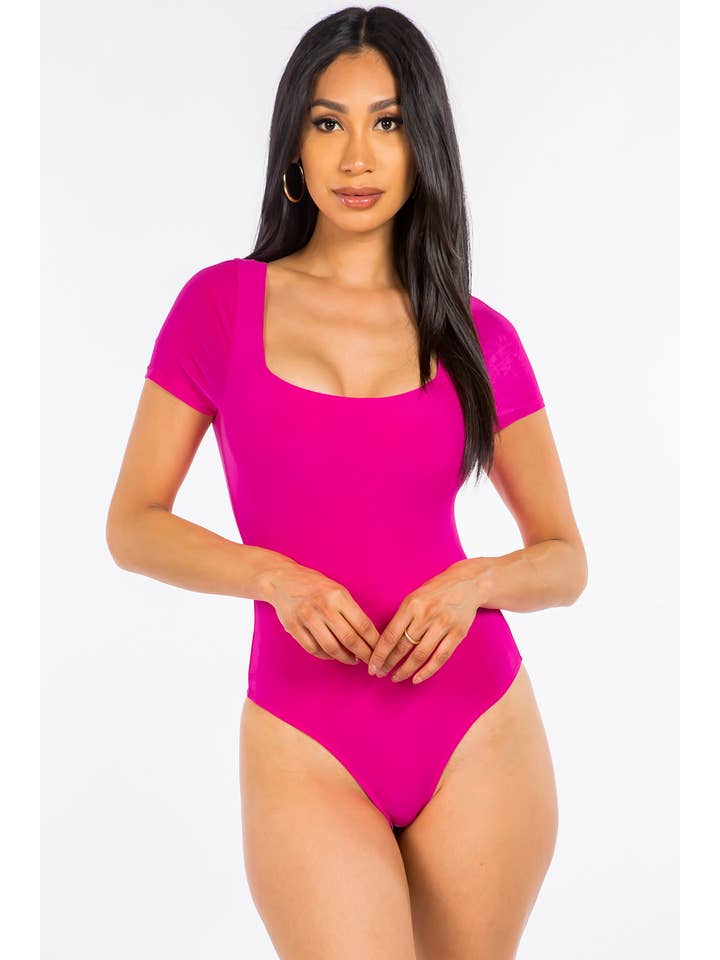 Uptown Apparel - Wholesale Bodysuit - Women's - J6866 Square Neck Cap Sleeve Lined Bodysuit5
