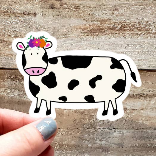 Floral Cow Sticker for wholesale by Gearhart Design Co.