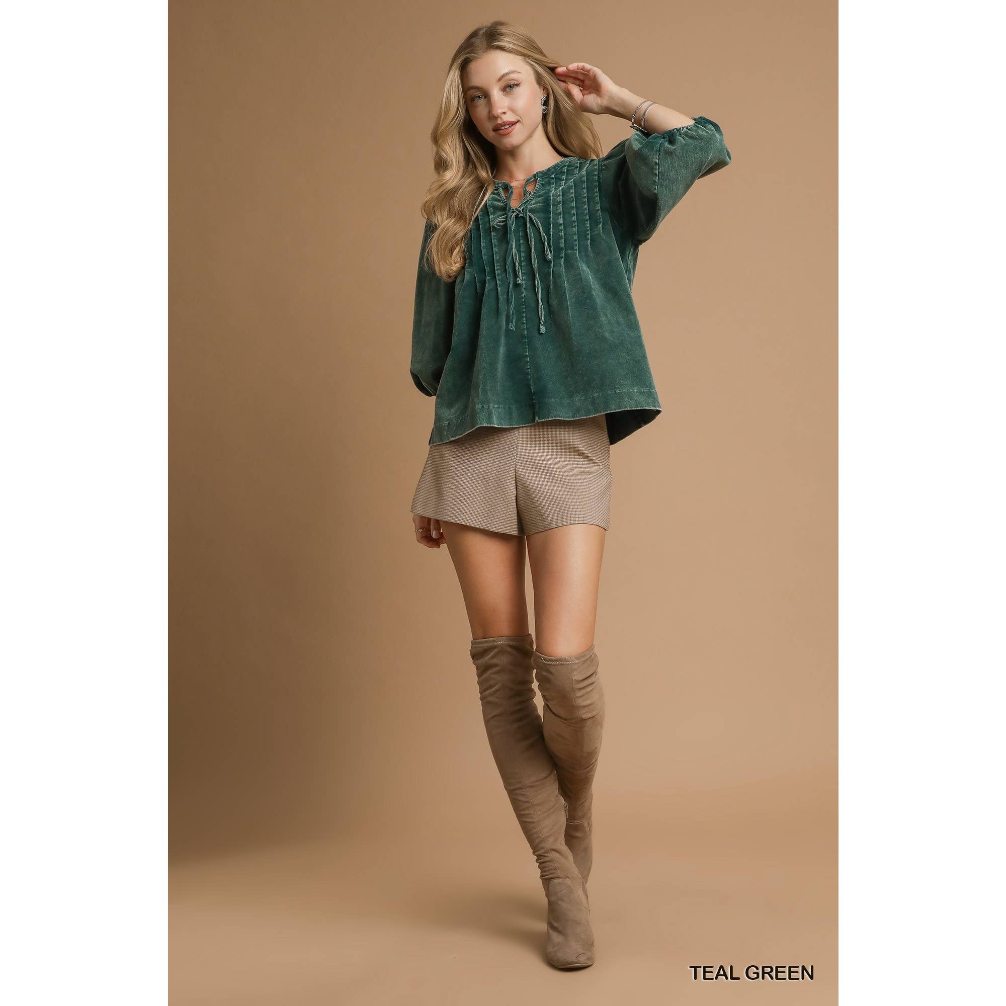 STYLE USA - Wholesale Tuniek - Dames - Corduroy blouse met pofmouwen8