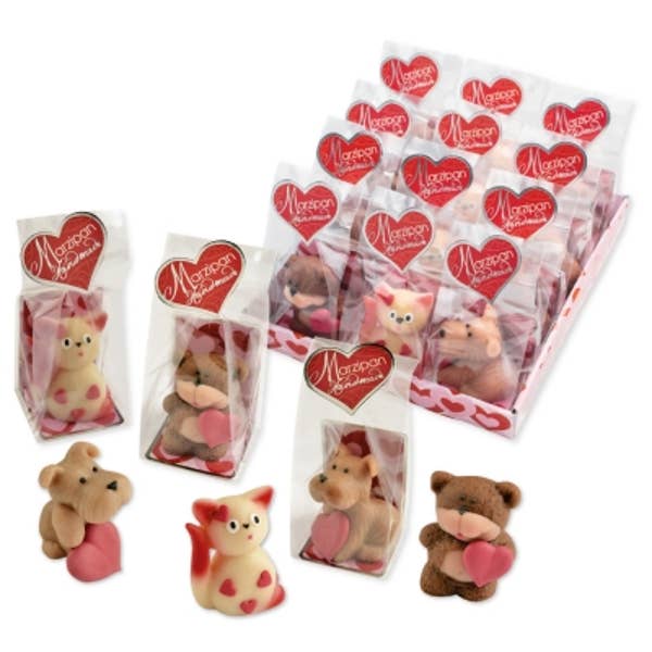ADG Diffusion - Vente Massepain/pâte d'amande - PÂTE D'AMANDE ANIMAUX COEUR (42g) - présentoir 12 pcs